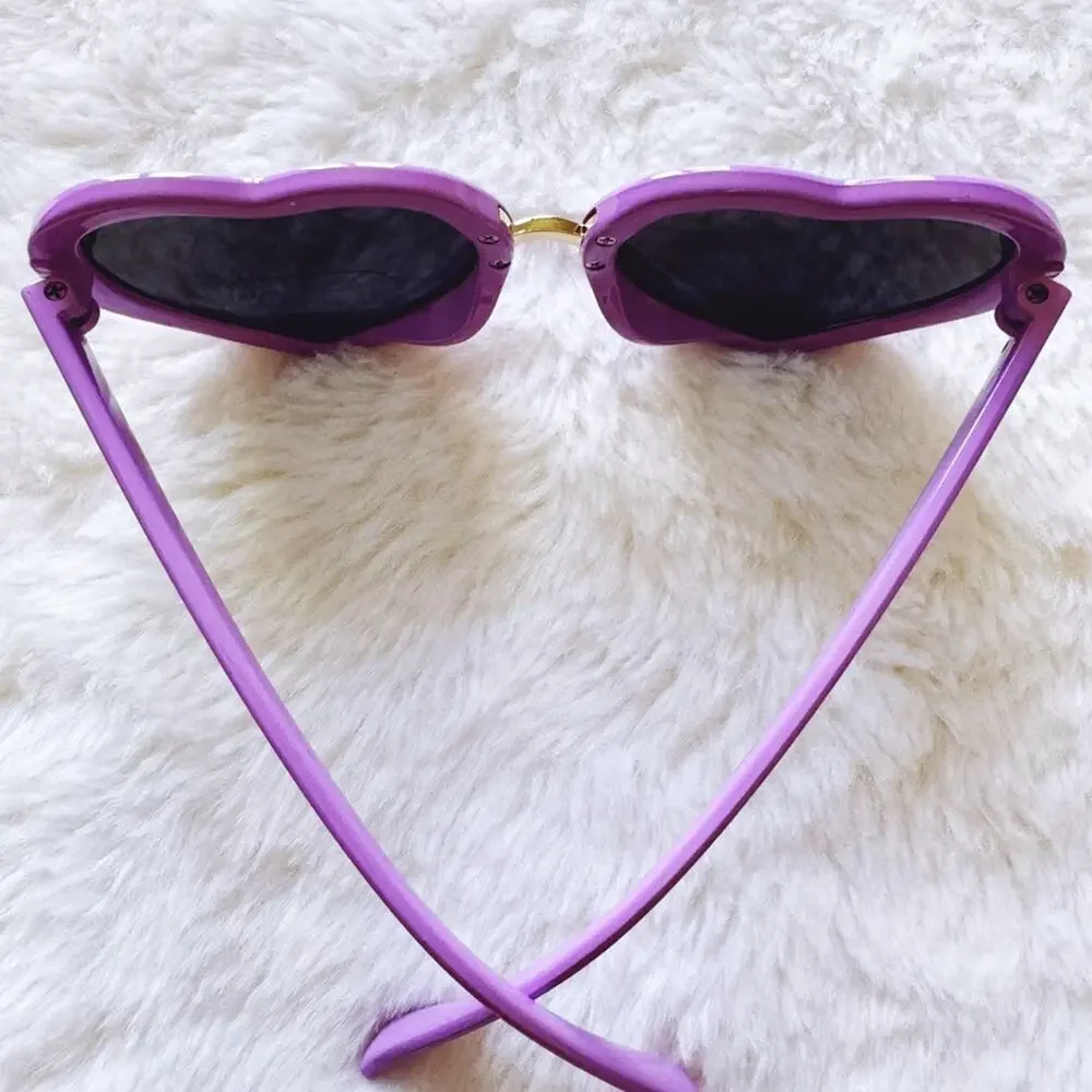Pixie Purple Girl Heart-shape Sunglasses